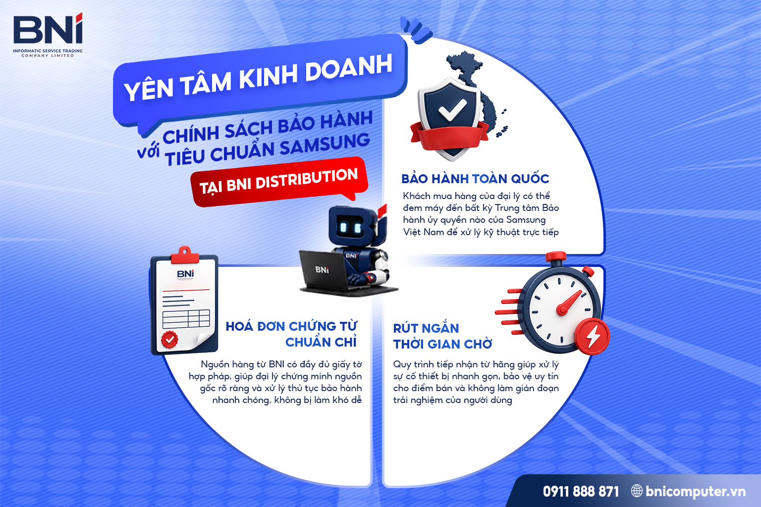 Yên Tâm Kinh Doanh Với Chính Sách Bảo Hành Tiêu Chuẩn Samsung Việt Nam Tại BNI Distribution