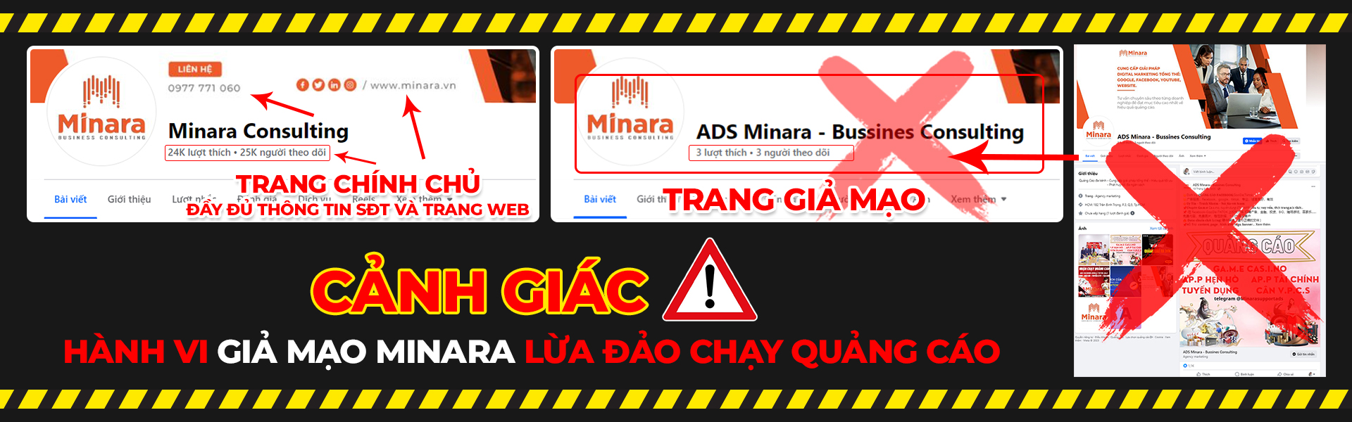 Cảnh giác hành vi giả mạo Minara lừa đảo chạy quảng cáo